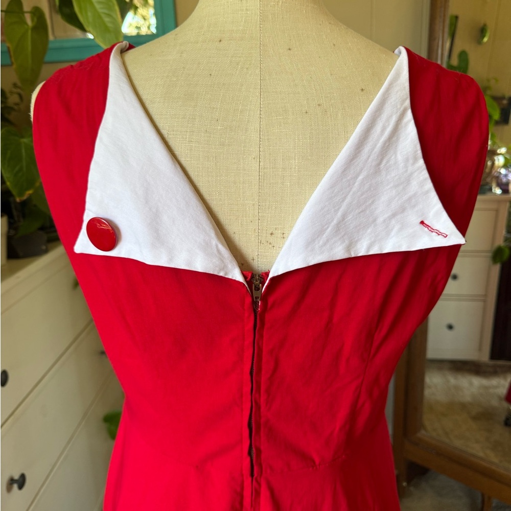 Tatyana Retro Red Swing Pinup Style Cutout Dress, plus size 2X - Picture 7 of 12